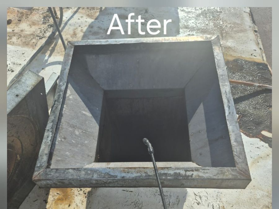 Duct & roof curb interior — after cleaning